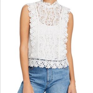 AQUA white lace sleeveless top XS worn once